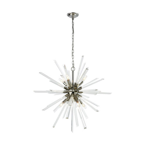 Hornellsville 8 Light 33 inch Polished Nickel and Clear Crystal Pendant Ceiling Light