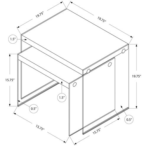 Cortland 20 X 20 inch Grey and Clear Nesting Table, 2-Piece Set
