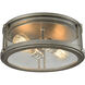 Palmerton 2 Light 13 inch Polished Nickel with Weathered Zinc Flush Mount Ceiling Light