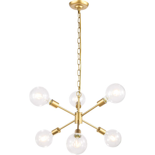 Charleston 6 Light 16 inch Brass Pendant Ceiling Light