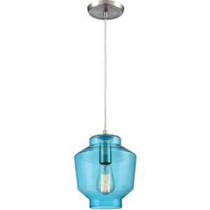 Chambersburg 1 Light 8 inch Satin Nickel with Aqua Mini Pendant Ceiling Light
