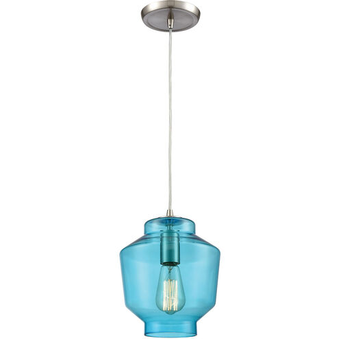 Chambersburg 1 Light 8 inch Satin Nickel with Aqua Mini Pendant Ceiling Light
