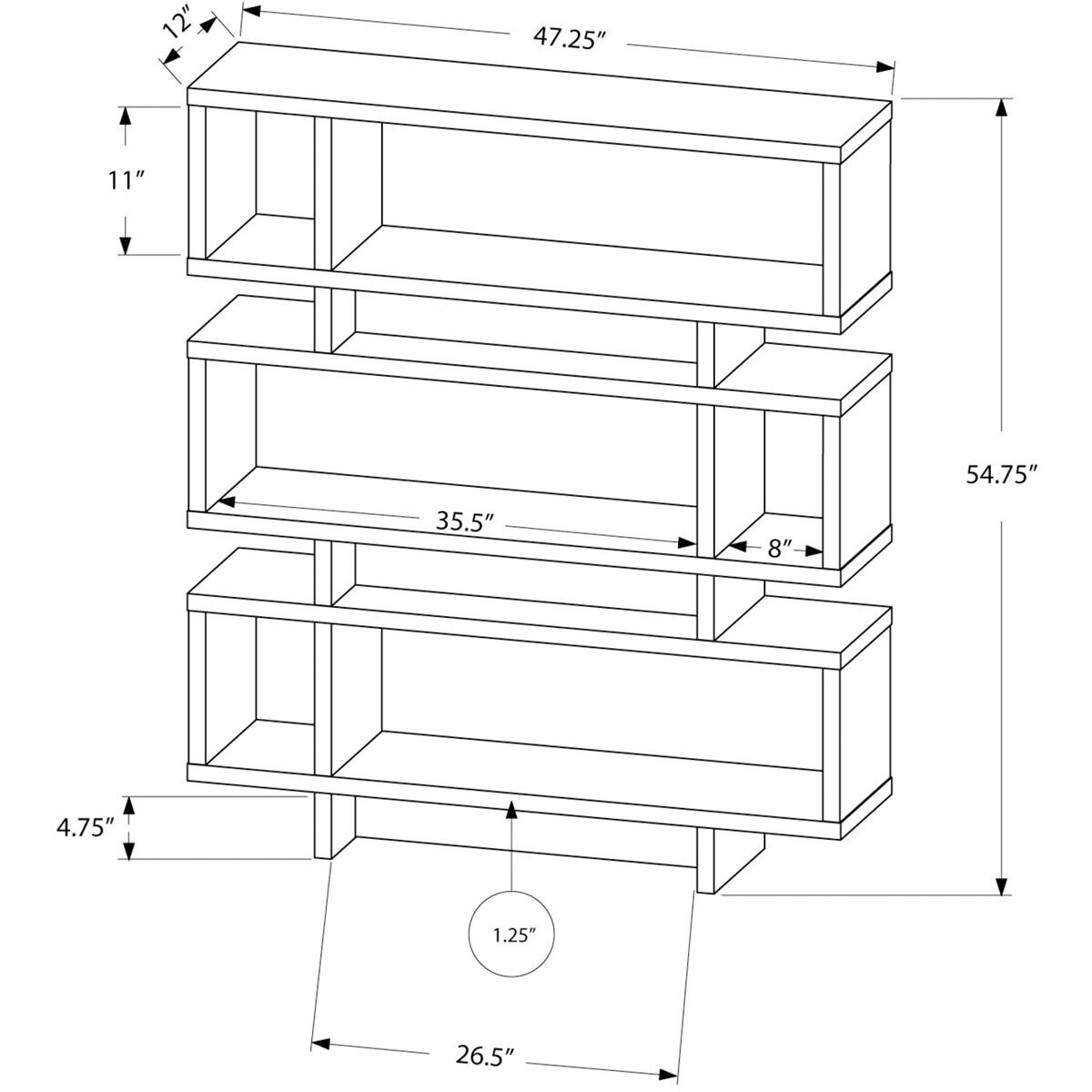Cecil Dark Taupe Bookcase
