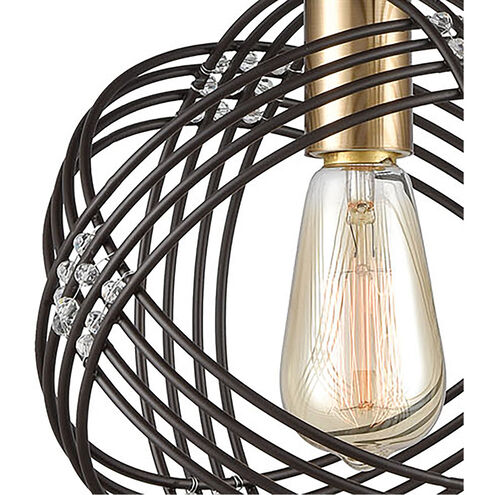 Heidelberg 1 Light 9 inch Oil Rubbed Bronze with Satin Brass and Clear Mini Pendant Ceiling Light