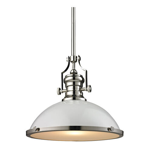 Pittsburgh 1 Light 17 inch Polished Nickel with Gloss White Pendant Ceiling Light