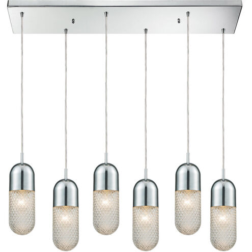 Waterford 6 Light 32 inch Polished Chrome with Clear Mini Pendant Ceiling Light