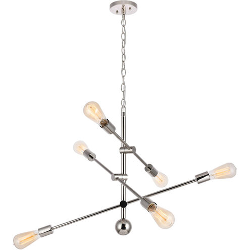 Newtown 6 Light 29 inch Polished Nickel Pendant Ceiling Light