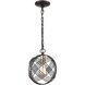 Heidelberg 1 Light 9 inch Oil Rubbed Bronze with Satin Brass Mini Pendant Ceiling Light