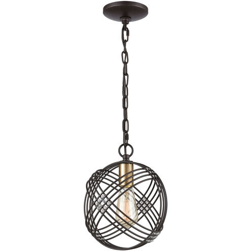 Heidelberg 1 Light 9 inch Oil Rubbed Bronze with Satin Brass and Clear Mini Pendant Ceiling Light