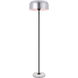 Peru 63 inch 40 watt Brushed Nickel and Black with White Marble Floor lamp Portable Light