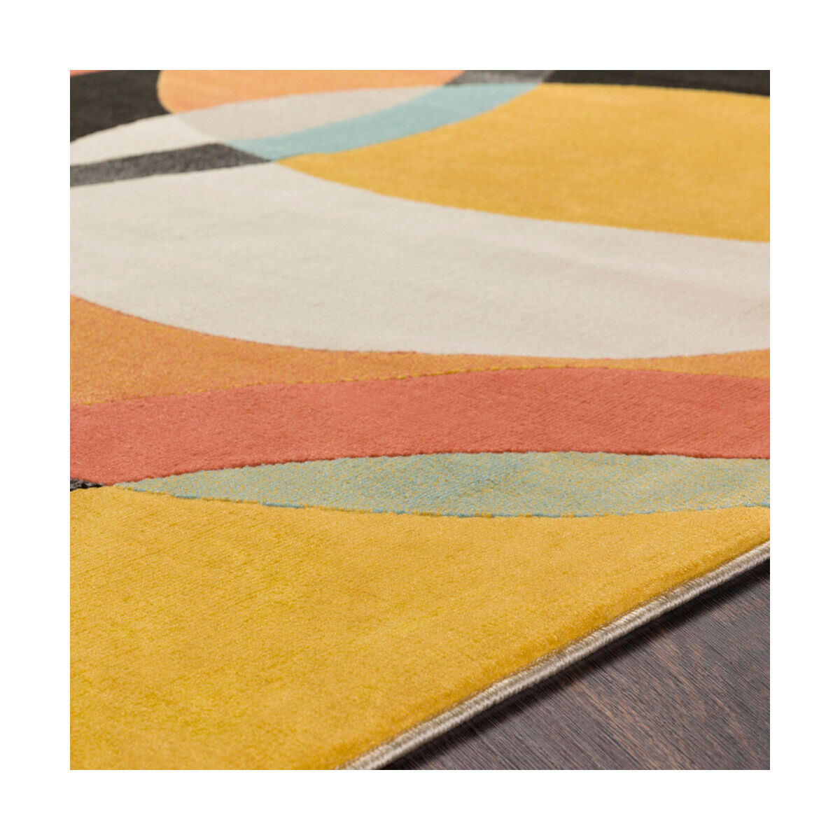 Islip 67 X 47 inch Mustard/Coral/Beige/Black/Aqua Rugs, Rectangle