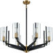 McKees 8 Light 33 inch Matte Black with Satin Brass Chandelier Ceiling Light