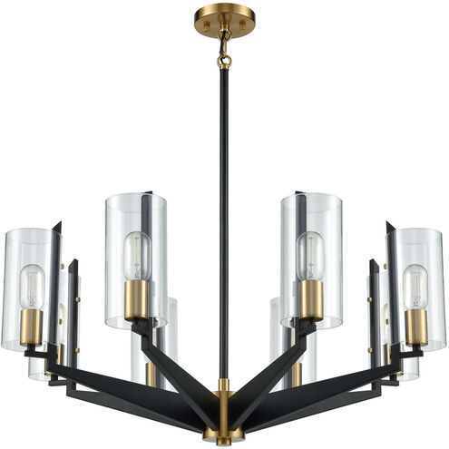 McKees 8 Light 33 inch Matte Black with Satin Brass Chandelier Ceiling Light