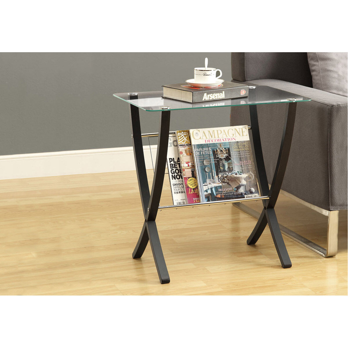 Lehman 25 X 24 inch Cappuccino and Clear Accent End Table