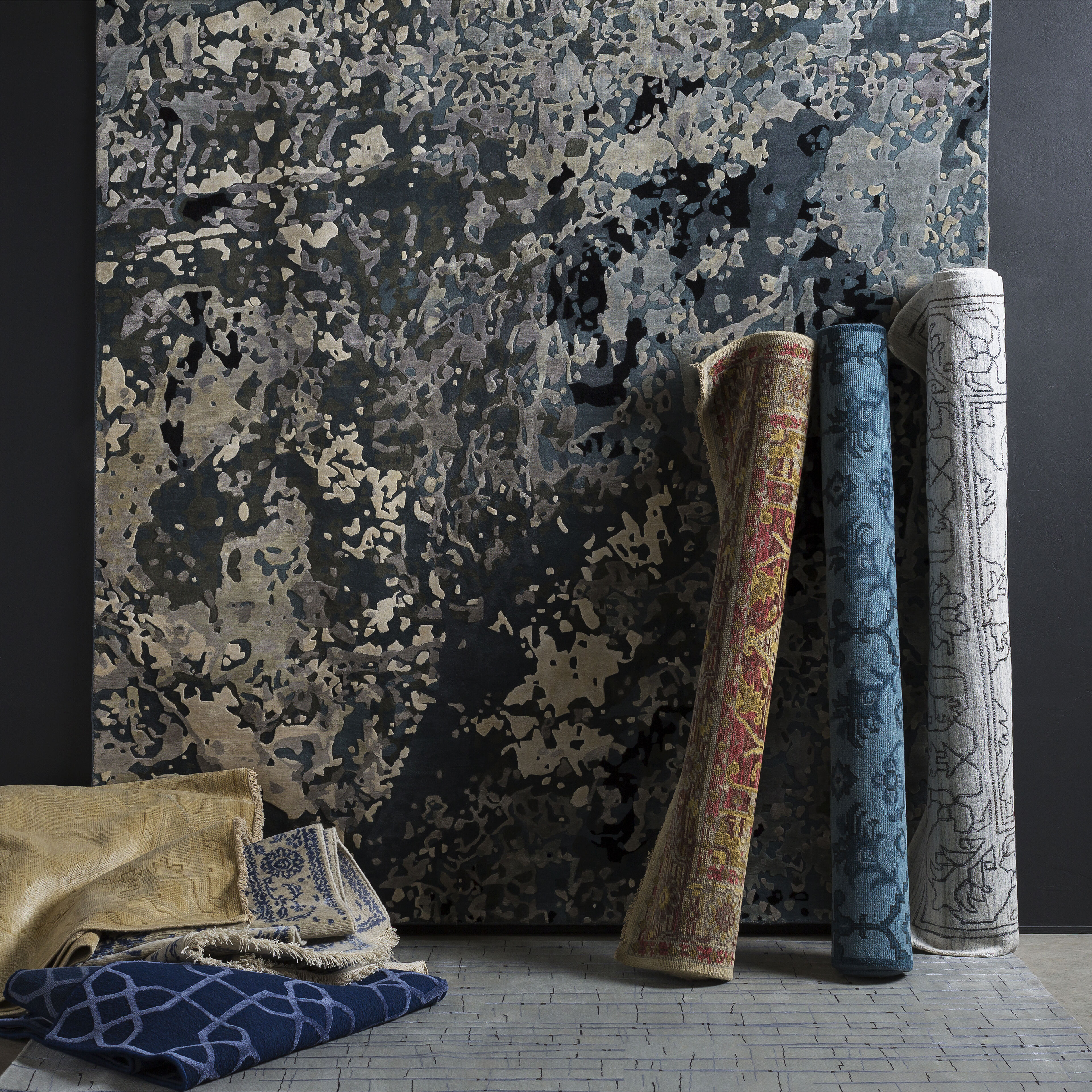 Falls 72 X 48 inch Taupe/Charcoal/Black Rugs, Semi-Worsted New Zealand Wool and Viscose