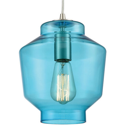 Chambersburg 1 Light 8 inch Satin Nickel with Aqua Mini Pendant Ceiling Light