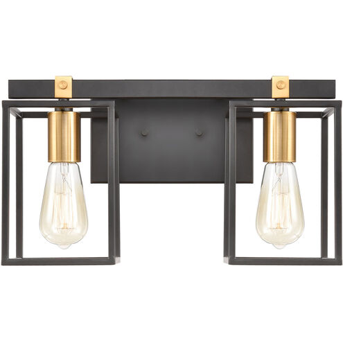 Shenandoah 2 Light 16 inch Matte Black with Brushed Brass Vanity Light Wall Light