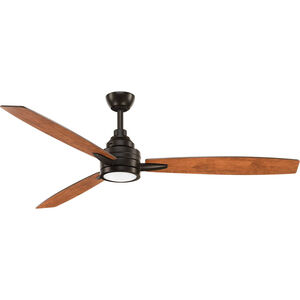 Effort 60 inch Antique Bronze with Walnut/Cherry Blades Ceiling Fan, Progress LED