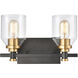 Monongahela 2 Light 13 inch Matte Black with Satin Brass Vanity Light Wall Light