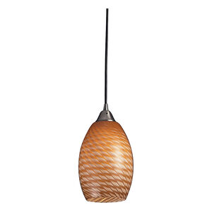 State College 1 Light 6 inch Satin Nickel with Burnt Orange Mini Pendant Ceiling Light