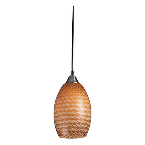 State College 1 Light 6 inch Satin Nickel with Burnt Orange Mini Pendant Ceiling Light