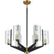 McKees 6 Light 26 inch Matte Black with Satin Brass Chandelier Ceiling Light