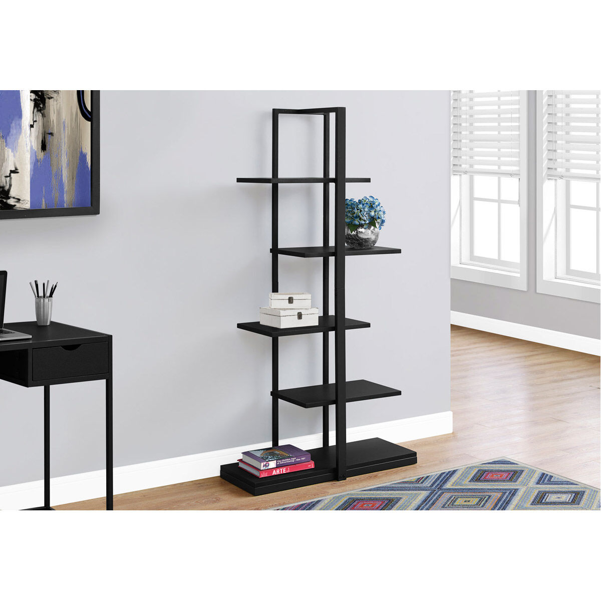 Shaler Black Bookcase