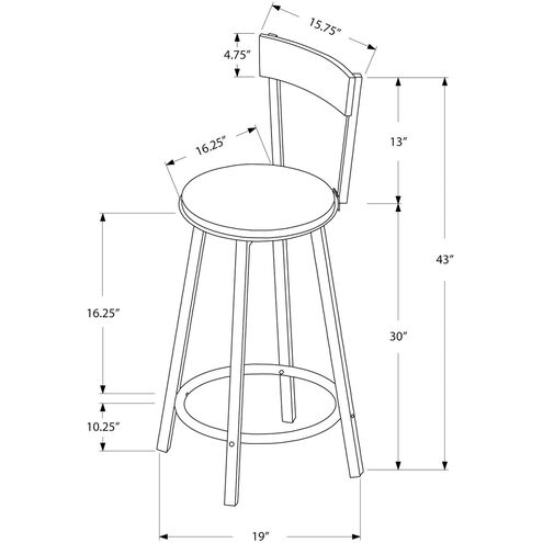 Mamakating 43 inch Silver and Black Bar Stool, 2-Piece Set