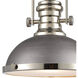 Pittsburgh 1 Light 13 inch Weathered Zinc with Polished Nickel Pendant Ceiling Light