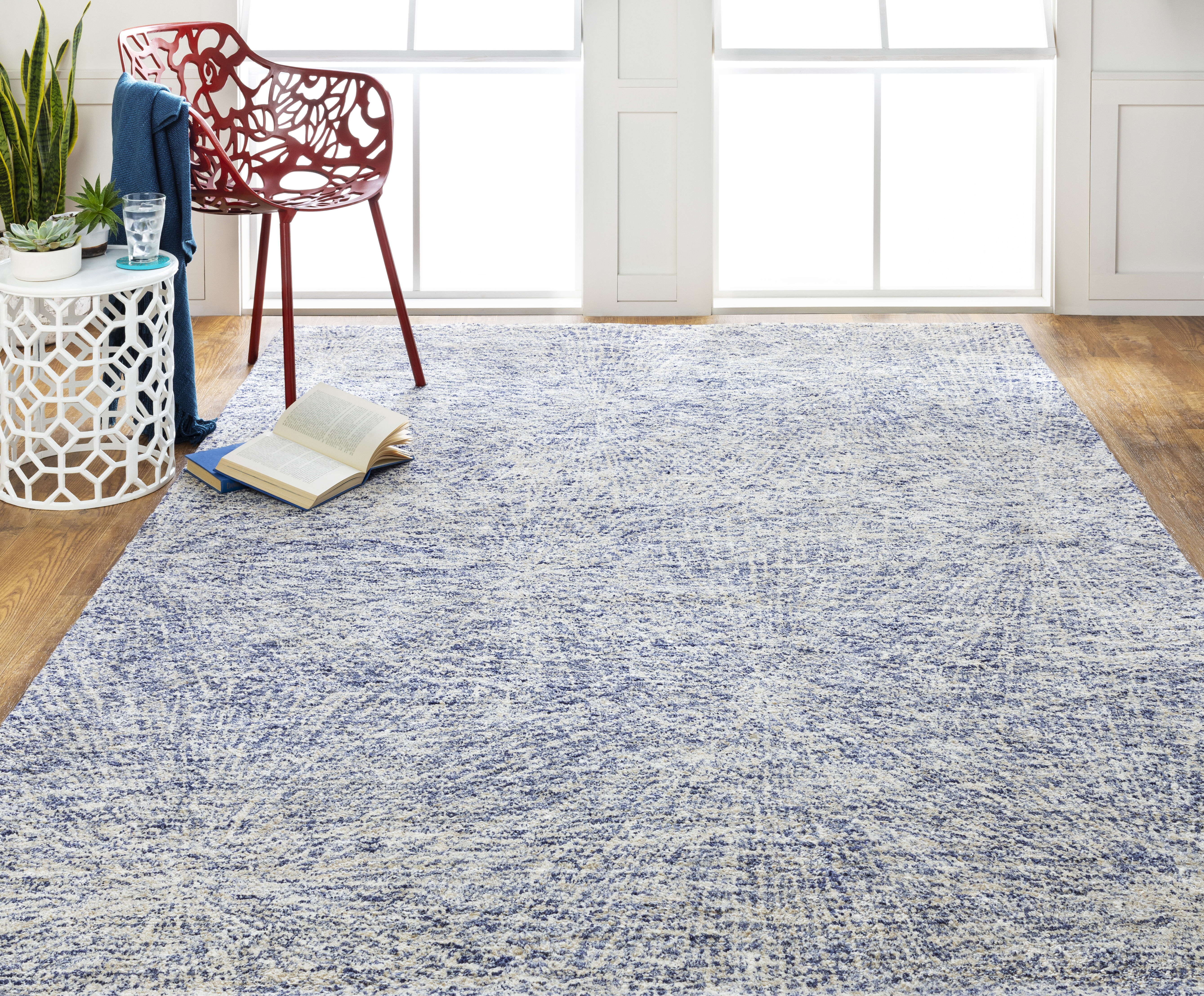 Schenectady 96 X 30 inch Navy Rug, Runner