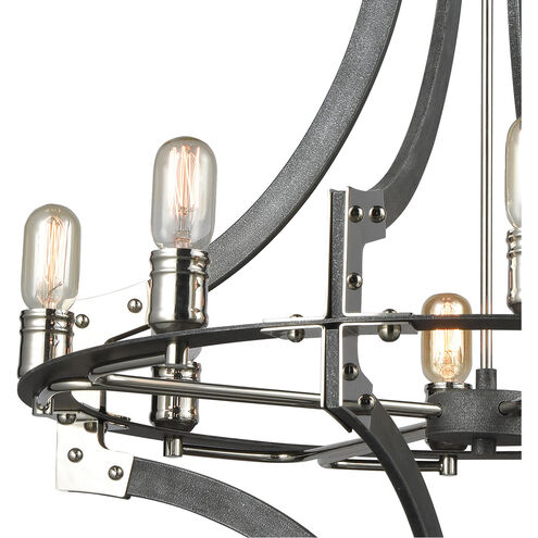 Carbondale 8 Light 28 inch Silverdust Iron with Polished Nickel Chandelier Ceiling Light