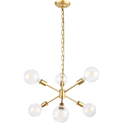 Charleston 6 Light 16 inch Brass Pendant Ceiling Light