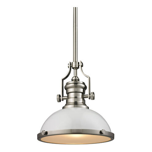 Pittsburgh 1 Light 13 inch Satin Nickel with Gloss White Pendant Ceiling Light