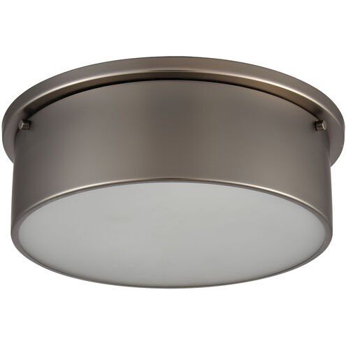 Erie 3 Light 14 inch Black Nickel with White Flush Mount Ceiling Light