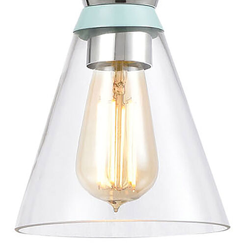 Pomfret 1 Light 6 inch Polished Chrome with Aqua and Clear Mini Pendant Ceiling Light