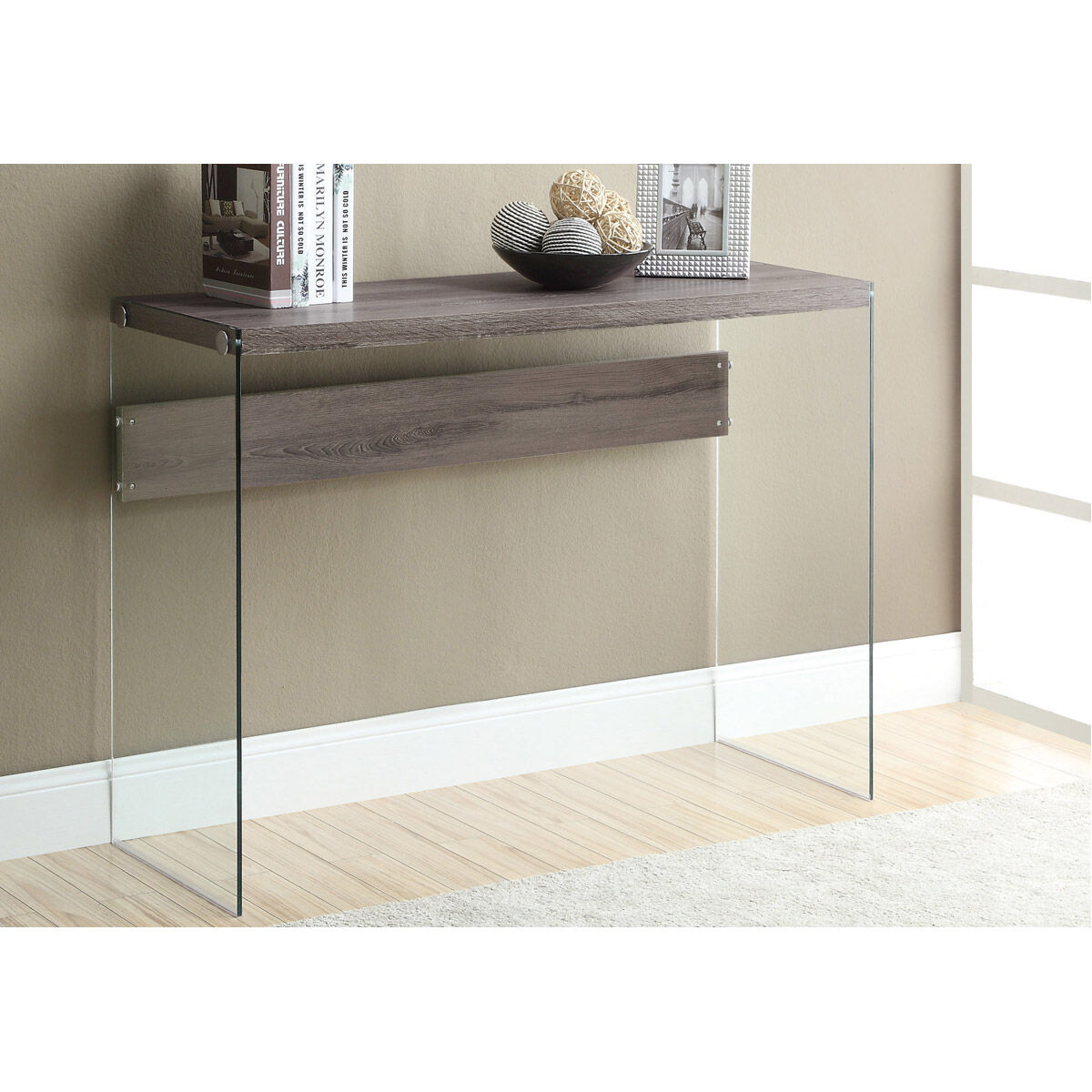 Lebanon 44 X 16 inch Dark Taupe and Clear Accent Table or Console Table