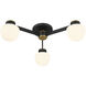 Arcwell Three-Globe Semi-FlushArcwell Modern 3 Light 30 inch Matte Black with Natural Brass Semi-Flush Ceiling Light