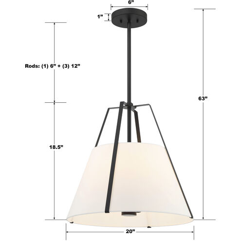 Stevens 4 Light 20 inch Black Pendant Ceiling Light