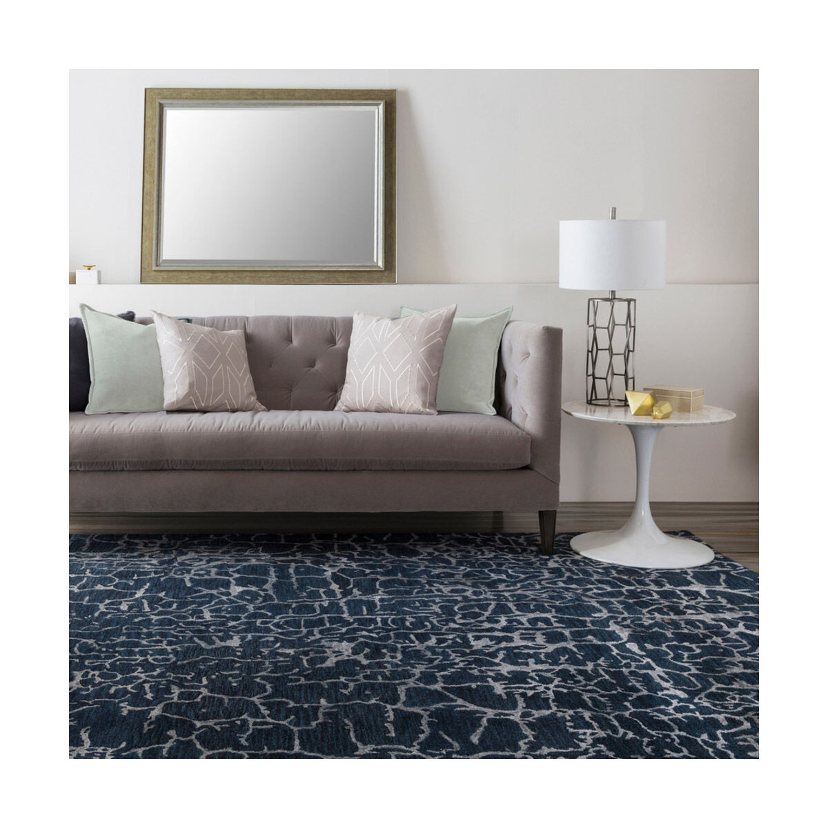 Utica 63 X 39 inch Dark Blue Rug, Rectangle
