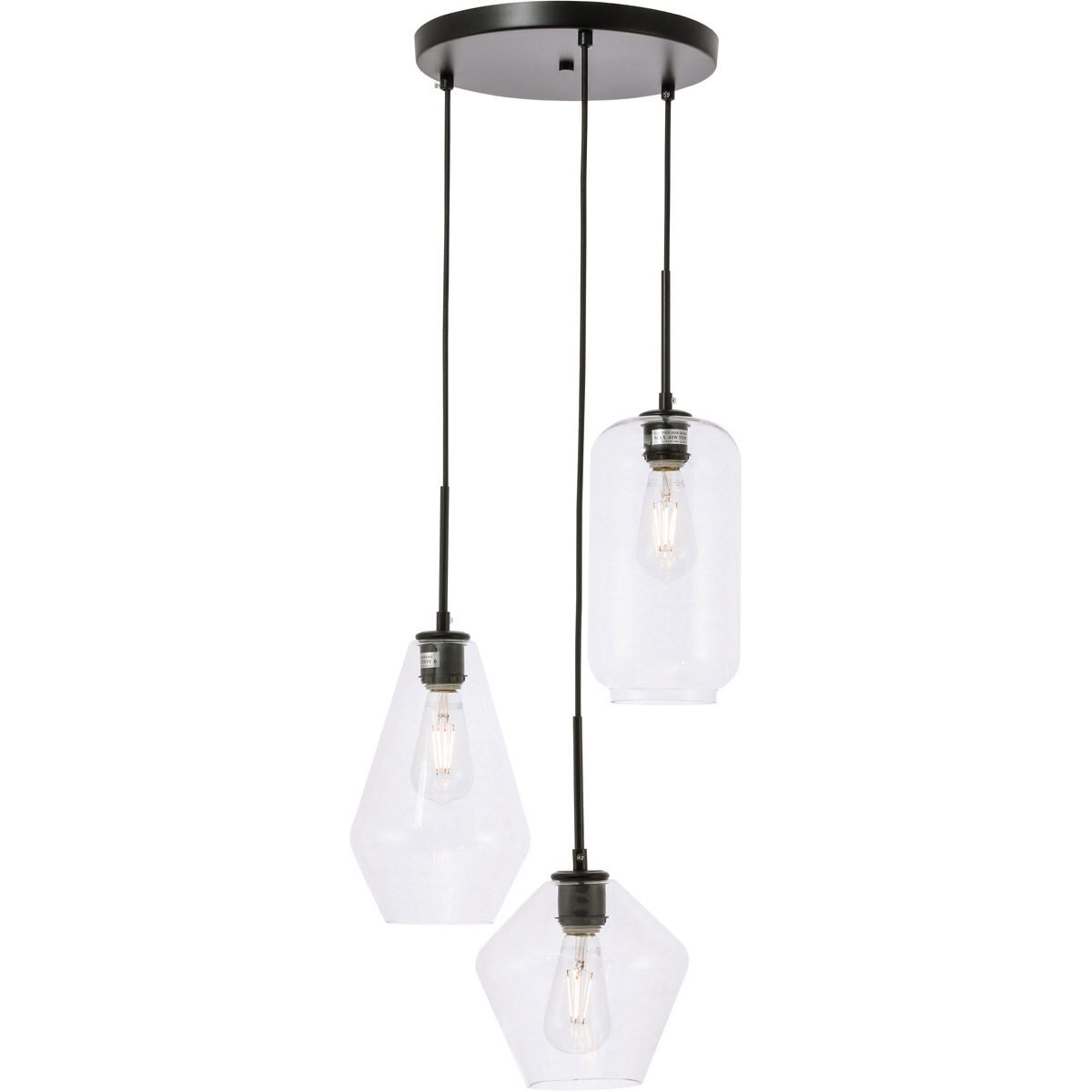 Rochester 3 Light 17 inch Black Pendant Ceiling Light