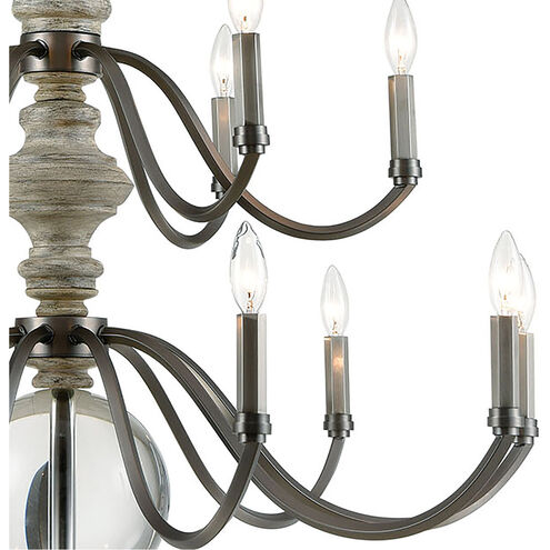 Middlesex 15 Light 36 inch Aged Black with Aged Gray and Clear Chandelier Ceiling Light