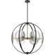 Homer 6 Light 28 inch Matte Black with Satin Brass Chandelier Ceiling Light