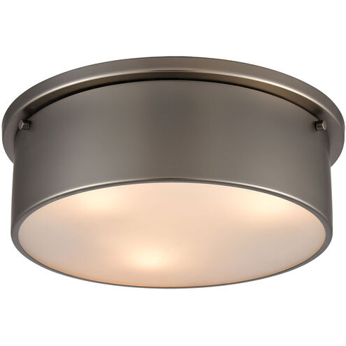 Erie 3 Light 14 inch Black Nickel with White Flush Mount Ceiling Light