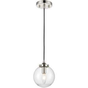 Altoona 1 Light 6 inch Matte Black with Polished Nickel and Clear Mini Pendant Ceiling Light