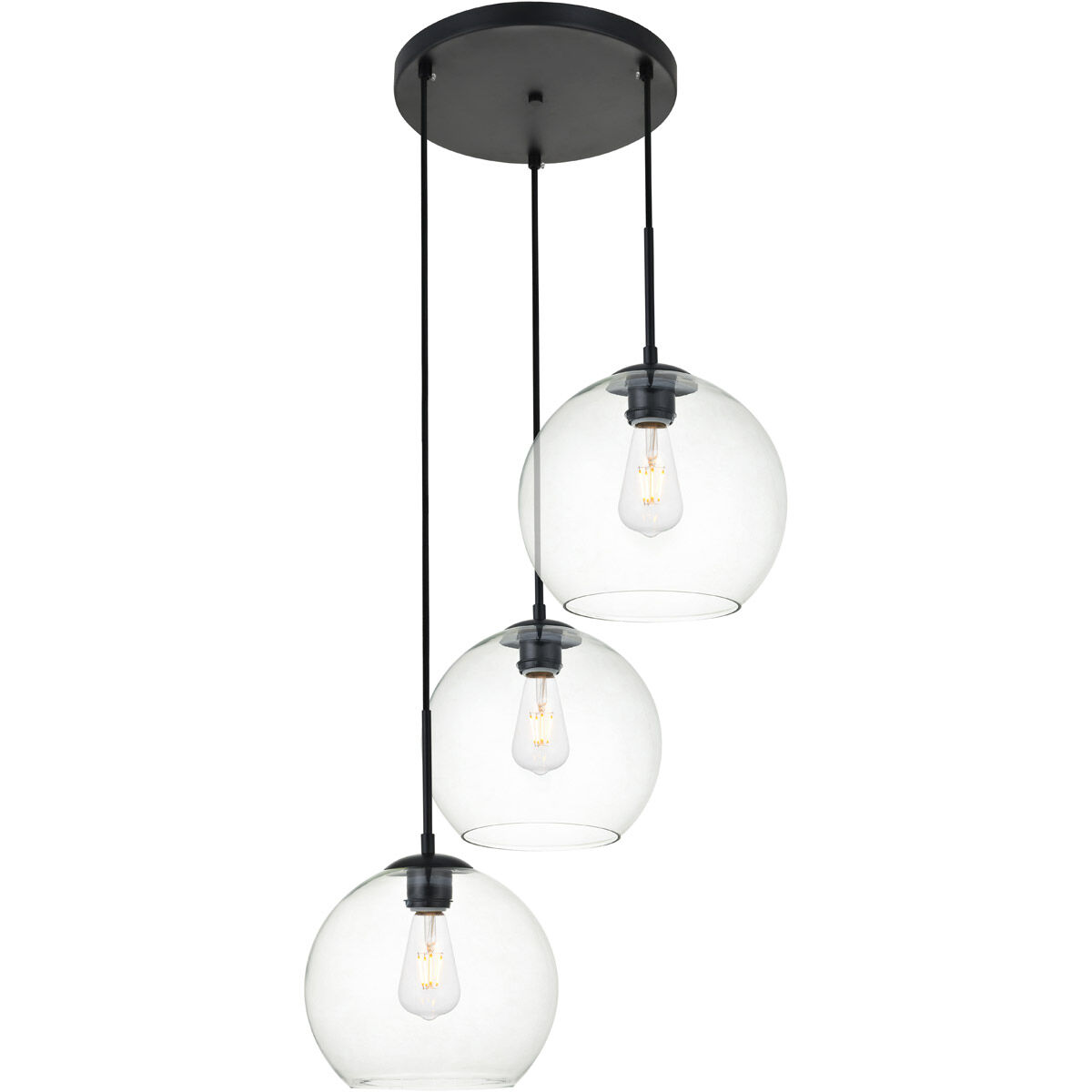 Huntington 3 Light 20.1 inch Black Pendant Ceiling Light