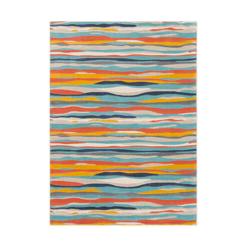 Islip 87 X 63 inch Aqua/Charcoal/Coral/Mustard/Light Gray/Beige/Taupe Rugs, Rectangle