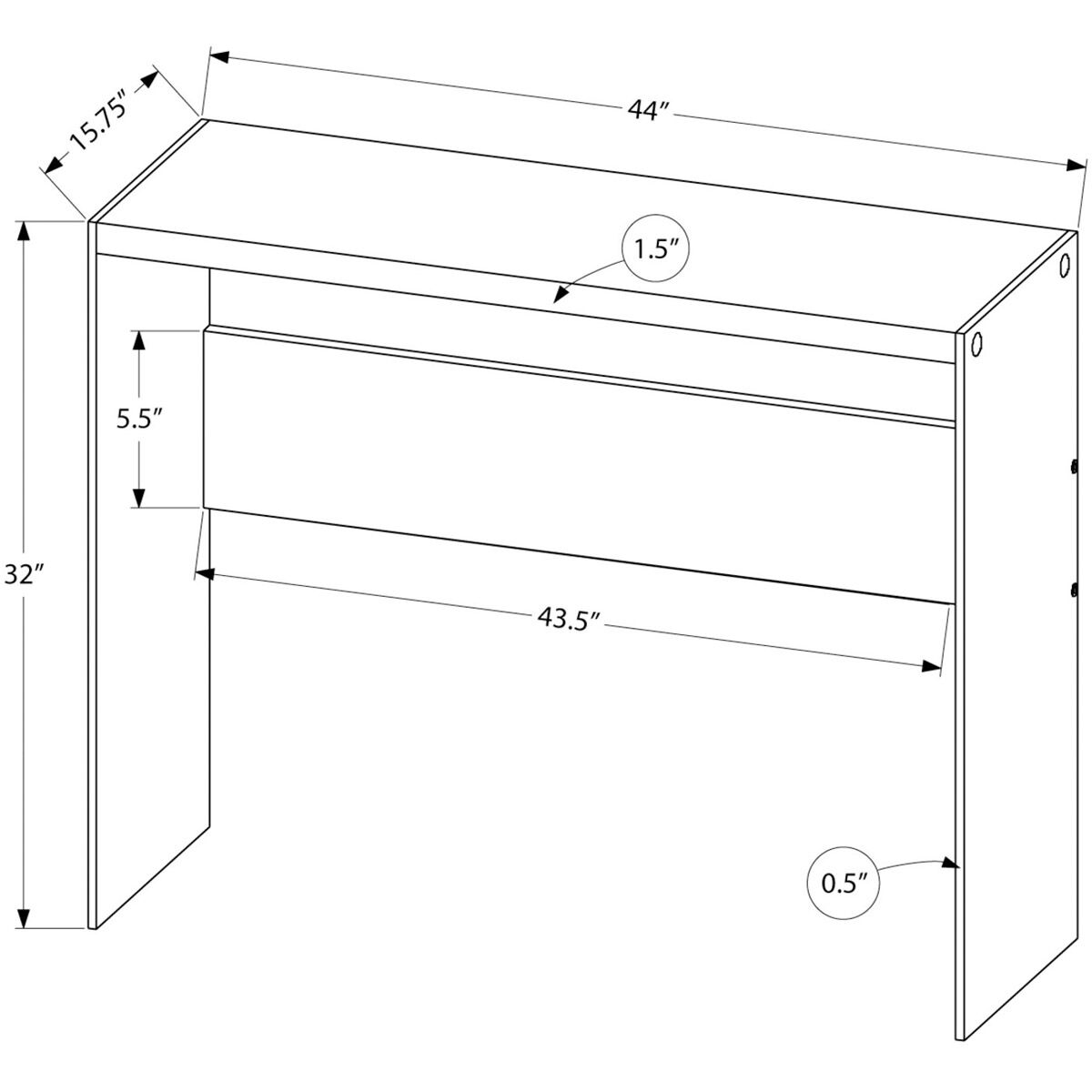 Lebanon 44 X 16 inch Dark Taupe and Clear Accent Table or Console Table