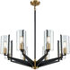 McKees 8 Light 33 inch Matte Black with Satin Brass Chandelier Ceiling Light