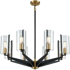 McKees 8 Light 33 inch Matte Black with Satin Brass Chandelier Ceiling Light