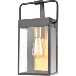 Forty Fort 1 Light 14 inch Matte Black with Brushed Brass Outdoor Wall Sconce